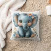 ベビー象（花） クッション (ブランケット)
