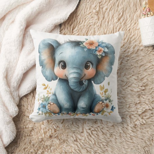 ベビー象(花) クッション (ブランケット)
