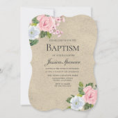 ベビー賛美ズピンクフローラベビーガールバプテスマ招待状 招待状 (正面)