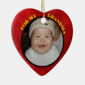 ベビー赤いハート写真贈与ラベル セラミックオーナメント (右)