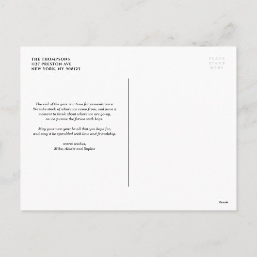 ベビー赤いメリークリスマスフォト外は寒い シーズンポストカード (裏面)