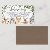 ベビー赤ちゃんシャワーカード用ウッドランド動物書籍 エンクロージャーカード (正面/裏面)