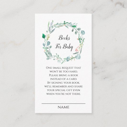 ベビー赤ちゃんシャワーフローラ収納カード用書籍 エンクロージャーカード (正面)