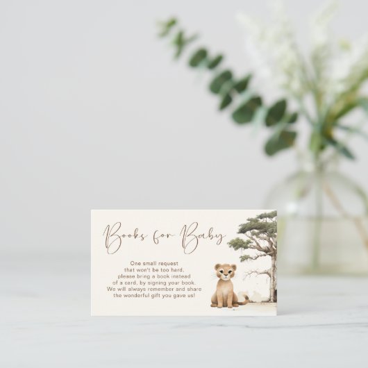 ベビー赤ちゃんシャワー囲いカード用ライオン本 エンクロージャーカード (スタンド正面)