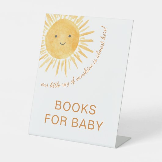 ベビー赤ちゃんシャワー用のサンシャインブックの小さな線 台座サイン (正面)
