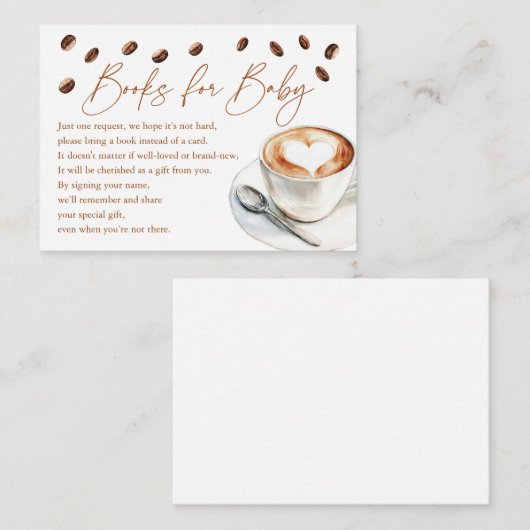 ベビー赤ちゃんシャワー用コーヒーブック エンクロージャーカード (正面/裏面)