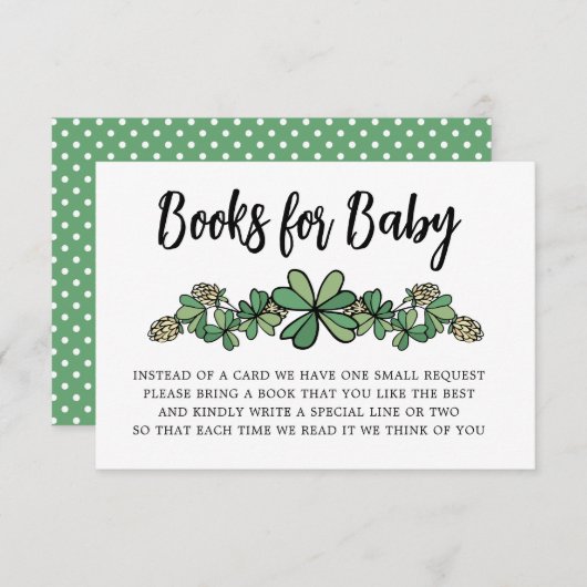 ベビー赤ちゃんシャワー用ラッキー男女兼用クローバー エンクロージャーカード (正面/裏面)