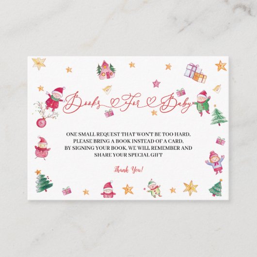 ベビー赤ちゃんシャワー用冬季本 エンクロージャーカード (正面)