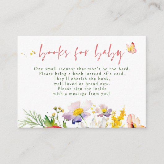 ベビー赤ちゃんシャワー要求カード用ブック エンクロージャーカード (正面)