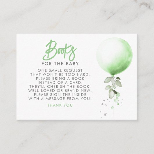 ベビー赤ちゃんシャワー要求カード用ブック エンクロージャーカード (正面)