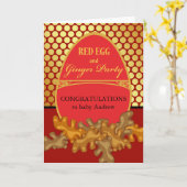 ベビー赤卵・生姜パーティーおめでとう カード (黄色い花)
