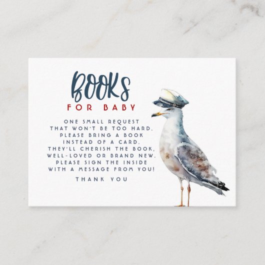 ベビー赤航海のちゃんシャワー要求カード用の本 エンクロージャーカード (正面)