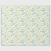 ベビー足とハートの緑 ラッピングペーパー (フラット)