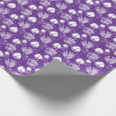 ベビー足とハート紫の色のパターン ラッピングペーパー (角)
