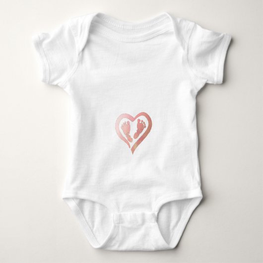 ベビー足とハート 色彩の鮮やか Tシャツ (正面)