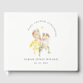 ベビー足イエローフローラ男女兼用ベビーシャワー ゲストブック (正面)