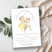 ベビー足イエローフローラ男女兼用ベビーシャワー サンキューカード