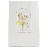 ベビー足イエローフローラ男女兼用ベビーシャワー ミディアムペーパーバッグ (裏面)