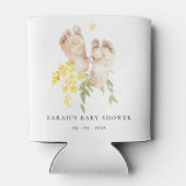 ベビー足イエローフローラ男女兼用ベビーシャワー 缶クーラー (裏面)