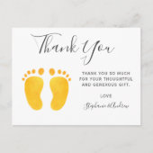 ベビー足イエローベビーシャワーありがとう ポストカード (正面)