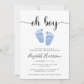 ベビー足オ男の子バーチャルベビーシャワー 招待状 (正面)