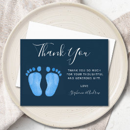 ベビー足ネイビーブルーベビーシャワーありがとう ポストカード