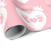 ベビー足ハートベビープリンセスシャワーピンクホワイト ラッピングペーパー (ロールコーナー)