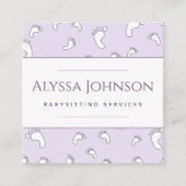 ベビー足パターンベビーシッターNANNY乳児気におもしろい スクエア名刺 (正面)