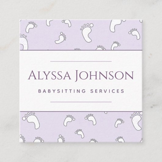 ベビー足パターンベビーシッターNANNY乳児気におもしろい スクエア名刺 (正面)
