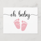 ベビー足ピンクベビーガールシャワー インビテーションポストカード (正面)
