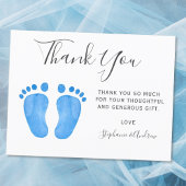 ベビー足ブルーベビーシャワーありがとう ポストカード