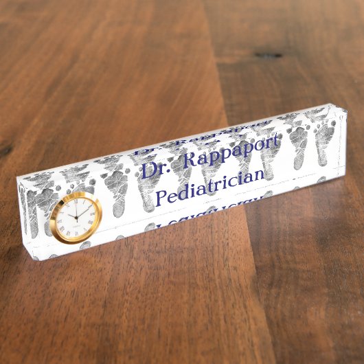 ベビー足プリント机用ネームプレート デスクネームプレート (側面)