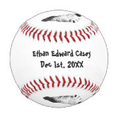 ベビー足プリント、ベビーシャワー 野球ボール (裏面)