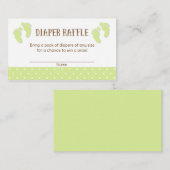 ベビー足ベビーシャワーおむつラッフルチケット エンクロージャーカード (正面/裏面)