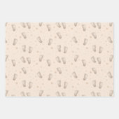 ベビー足ボーイガールシャワーベージュ ラッピングペーパーシート (正面)