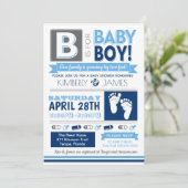 ベビー足ポスタースタイルボーイシャワー招待状3 招待状 (スタンド正面)