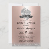 ベビー足モダンバラ金ゴールドガールベビーシャワー 招待状 (正面)