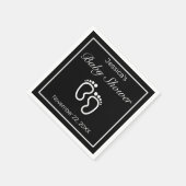 ベビー足モダンミニマリストブラックベビーシャワー スタンダードカクテルナプキン (角)