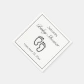 ベビー足モダンミニマル白ベビーシャワー スタンダードカクテルナプキン (角)