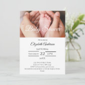 ベビー足写真白黒ボーイガールベビーシャワー 招待状 (スタンド正面)