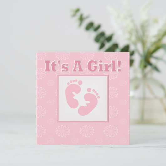 ベビー足女の子ベビーシャワー招待状 招待状 (スタンド正面)