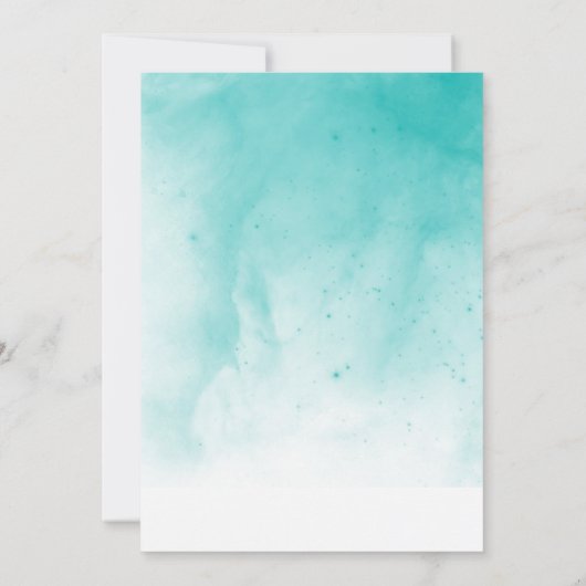 ベビー足水彩ターコイズベビーシャワー 招待状 (裏面)