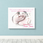 ベビー足芸術的スケッチ「ようこそベビー」キャンバス キャンバスプリント (インサイチュ (ウッドフロア))