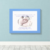 ベビー足芸術的スケッチ「ようこそベビー」キャンバス キャンバスプリント (インサイチュ (ウッドフロア))