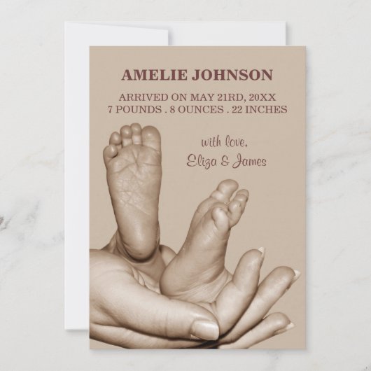 ベビー足誕生のお知らせ 案内状 (正面)