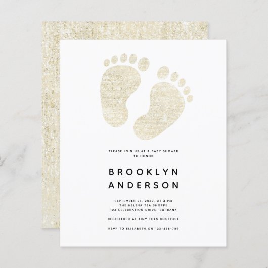ベビー足金ゴールドグリッター男女兼用ベビーシャワー (正面/裏面)