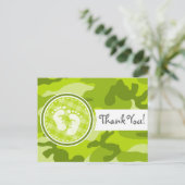 ベビー足;明るい緑の迷彩柄、迷彩 ポストカード (スタンド正面)