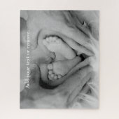 ベビー足、父と母の手のハートの形。 ジグソーパズル (縦)