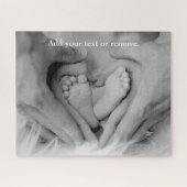 ベビー足、父と母の手のハートの形。 ジグソーパズル (横)