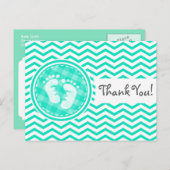 ベビー足; Aqua Green Chevron ポストカード (正面/裏面)